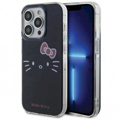 Dėklas Hello Kitty IML Kitty Face iPhone 15 Pro Max - Juodas