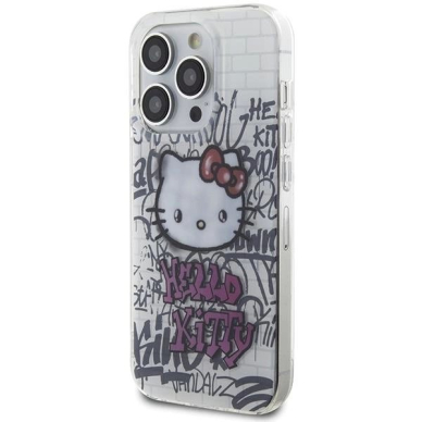 Dėklas Hello Kitty IML Kitty On Bricks Graffiti iPhone 15 Pro Max - Baltas 1