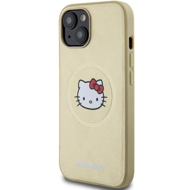 Dėklas Hello Kitty Leather Kitty Head MagSafe iPhone 15 - Auksinis 1