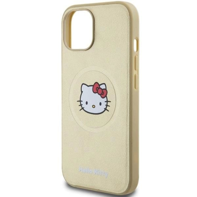 Dėklas Hello Kitty Leather Kitty Head MagSafe iPhone 15 - Auksinis 5