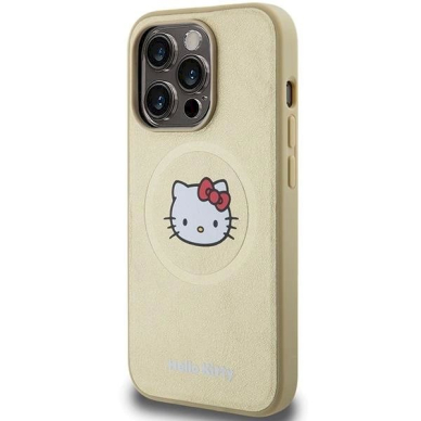 Dėklas Hello Kitty Leather Kitty Head MagSafe iPhone 15 Pro Max - Auksinis 1