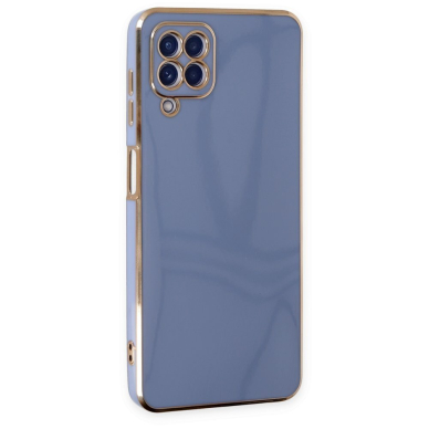 Dėklas Lighting Color Case for Samsung Galaxy A12 5G Mėlynas, auksiniais kraštais 1