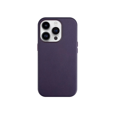 Dėklas Mag Leather Case Apple iPhone 12/12 Pro tamsiai violetinis