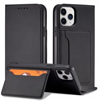 Dėklas Magnet Card Case for iPhone 12 Pro Juodas 1