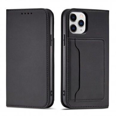 Dėklas Magnet Card Case for iPhone 12 Pro Juodas