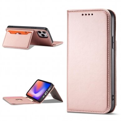 Dėklas Magnet Card Case for iPhone 12 Pro Rožinis 16