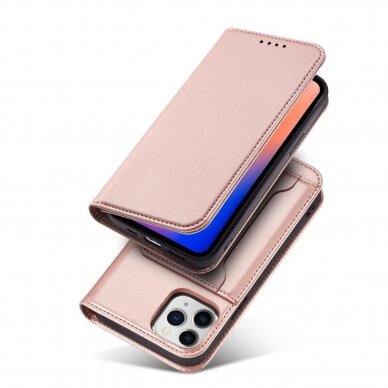 Dėklas Magnet Card Case for iPhone 12 Pro Rožinis 4