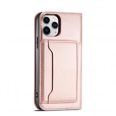 Dėklas Magnet Card Case for iPhone 12 Pro Rožinis 6