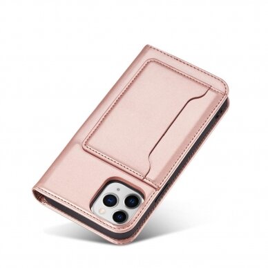 Dėklas Magnet Card Case for iPhone 12 Pro Rožinis 14