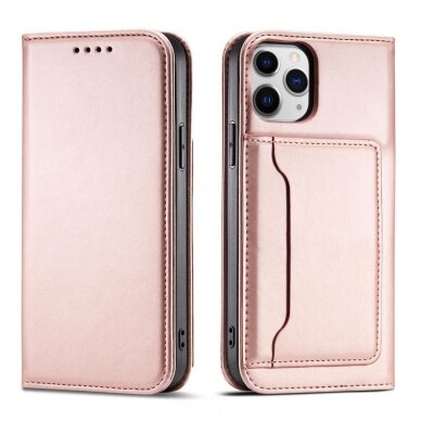 Dėklas Magnet Card Case for iPhone 12 Pro Rožinis 1