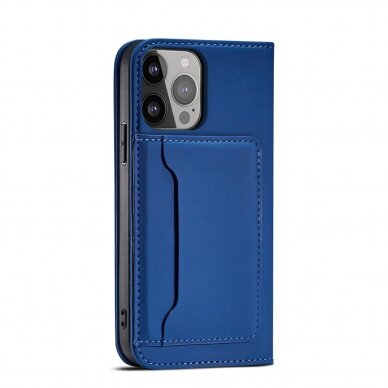 Dėklas Magnet Card Case for iPhone 13 Mėlynas 5