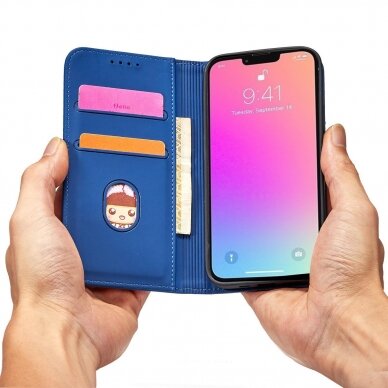 Dėklas Magnet Card Case for iPhone 13 Mėlynas 10