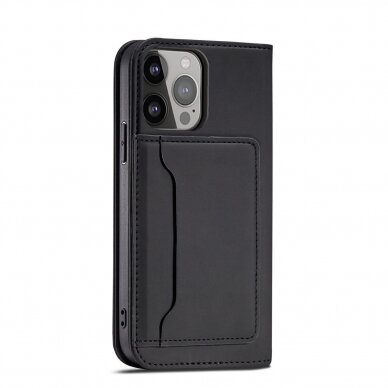 Dėklas Magnet Card Case for iPhone 13 Pro Juodas 10