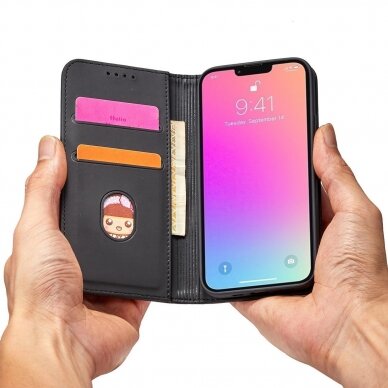 Dėklas Magnet Card Case for iPhone 13 Pro Juodas 8