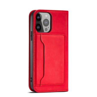 Dėklas Magnet Card Case for iPhone 13 Pro Max Raudonas 8