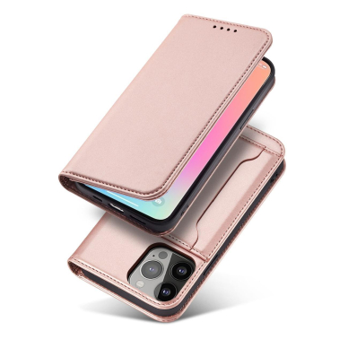 Dėklas Magnet Card Case for iPhone 13 Pro Rožinis 1