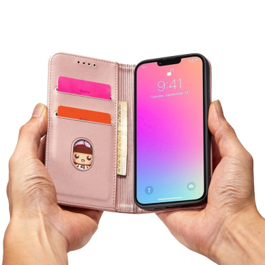 Dėklas Magnet Card Case for iPhone 13 Pro Rožinis 17