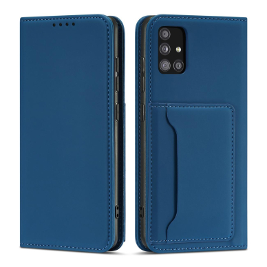 Dėklas Magnet Card Case Samsung Galaxy A12 5G Mėlynas