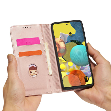 Dėklas Magnet Card Case Samsung Galaxy A12 5G Rožinis 22