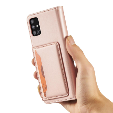 Dėklas Magnet Card Case Samsung Galaxy A12 5G Rožinis 21