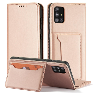 Dėklas Magnet Card Case Samsung Galaxy A12 5G Rožinis 10