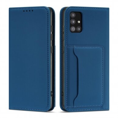 Dėklas Magnet Card Case Samsung Galaxy A13 5G Mėlynas