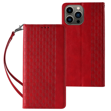 Dėklas Magnet Strap Case for iPhone 12 Pro Raudonas