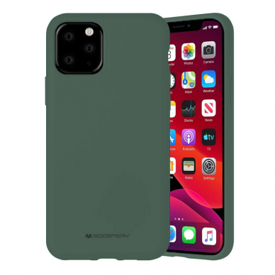 Dėklas Mercury Silicone Case Apple iPhone 11 tamsiai žalias