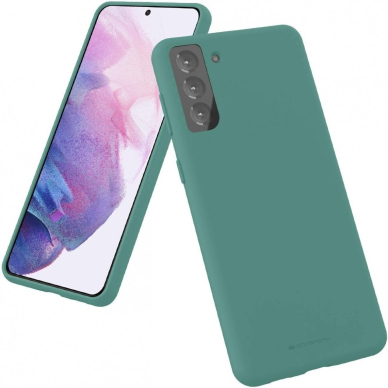 Dėklas Mercury Silicone Case Samsung G990 S21 FE tamsiai žalias