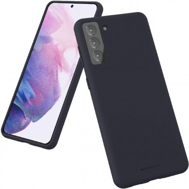 Dėklas Mercury Silicone Case Samsung G990 S21 tamsiai mėlynas