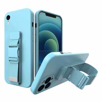 Dėklas su dirželiu Rope case gel TPU iPhone XS Max Mėlynas