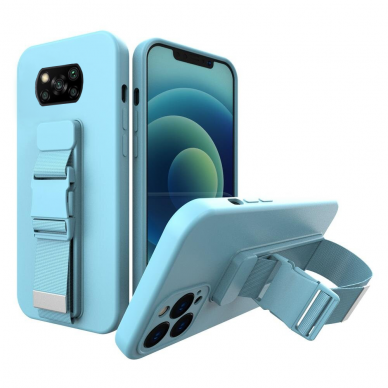 Dėklas su dirželiu Rope case gel TPU Xiaomi Poco X3 NFC Mėlynas