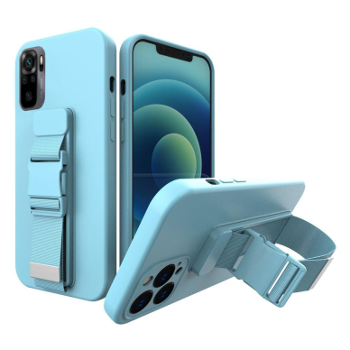 Dėklas su dirželiu Rope case gel TPU Xiaomi Redmi Note 10 Pro Mėlynas