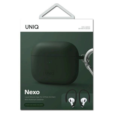 Dėklas Uniq etui Nexo AirPods 3 gen + Ear Hooks Silicone /žalias 4