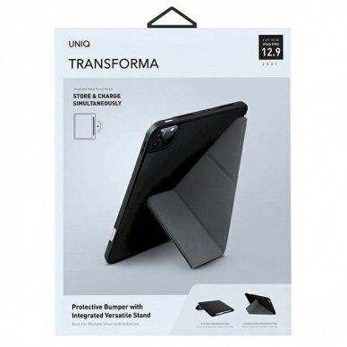 Dėklas Uniq etui Transforma iPad Pro 12,9" (2021) Antimicrobial /ebony Juodas 5