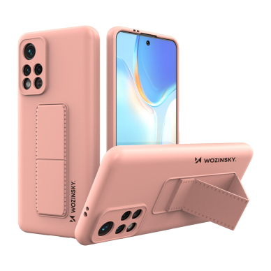 Dėklas Wozinsky Kickstand Silicone Xiaomi Poco M4 Pro 5G Rožinis