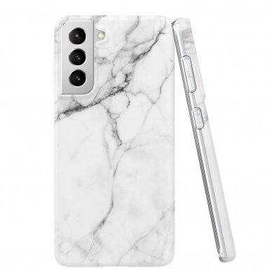 Dėklas Wozinsky Marble TPU Samsung Galaxy S21+ 5G (S21 Plus 5G) baltas