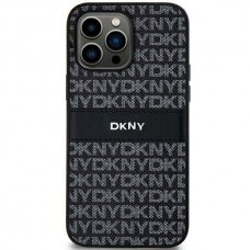 Dėklas DKNY Leather Mono StripeMetal LogoSamsung Galaxy S24 - Juodas