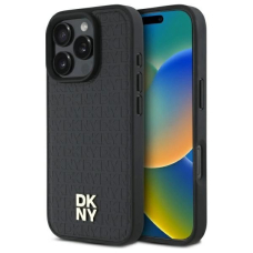 Dėklas DKNY Repeat Pattern Stack Logo MagSafe iPhone 16 Pro Max  - Juodas