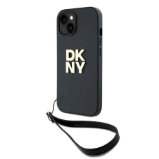 Dėklas DKNY Wrist Strap Stock Logo  iPhone 14 / 15 / 13 - Juodas