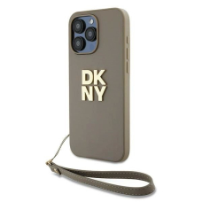 Dėklas DKNY Wrist Strap Stock Logo  iPhone 15 Pro - Smėlinis