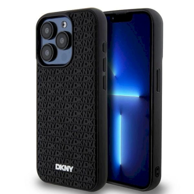 Dėklas DKNY 3D Rubber Repeat Pattern  iPhone 15 Pro - Juodas