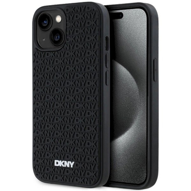 Dėklas DKNY 3D Rubber Repeat Pattern  iPhone 15/14/13 - Juodas