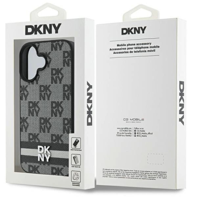 Dėklas DKNY Checkered Pattern  Printed Stripes  iPhone 16 - Juodas 7