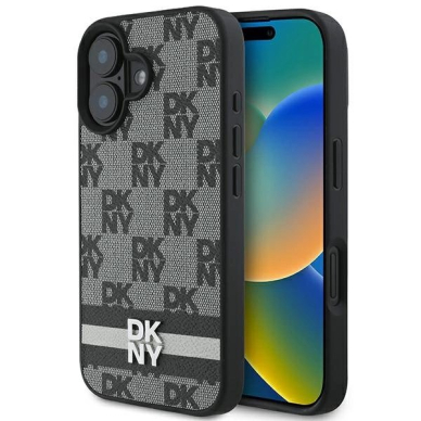 Dėklas DKNY Checkered Pattern  Printed Stripes  iPhone 16 - Juodas