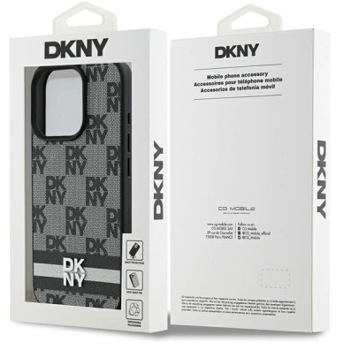 Dėklas DKNY Checkered Pattern  Printed Stripes  iPhone 16 Pro Max - Juodas 7