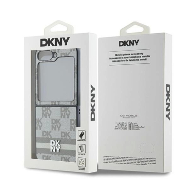 DKNY Checkered Pattern Printed Stripes Dėklas Samsung Galaxy Z Flip 6 - Beige 7