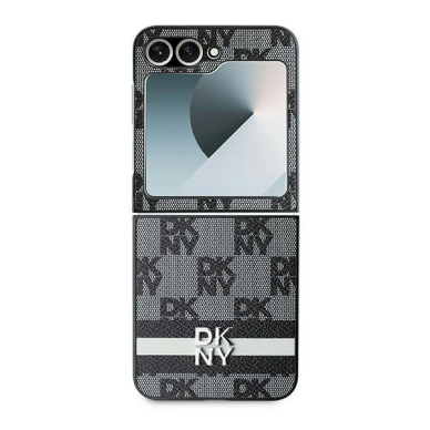 DKNY Checkered Pattern Printed Stripes Dėklas Samsung Galaxy Z Flip 6 - Juodas 1