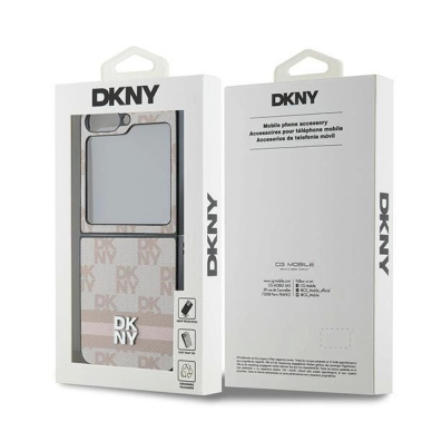 DKNY Checkered Pattern Printed Stripes Dėklas Samsung Galaxy Z Flip 6 - rožinis 7