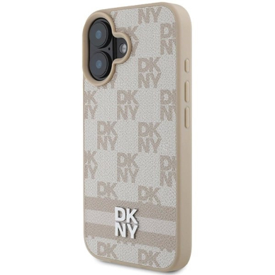 Dėklas DKNY Checkered Pattern  Printed Stripes iPhone 16  - Rožinis 1